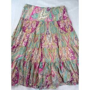 Women’s Ralph Lauren Size XL Multicolor Paisley Midi Skirt.